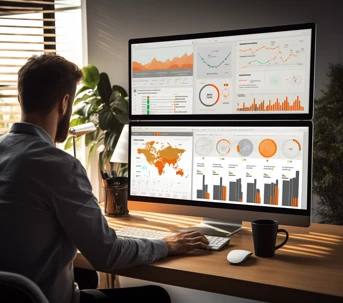 SEO analytics dashboard showcasing keyword rankings and website performance metrics.